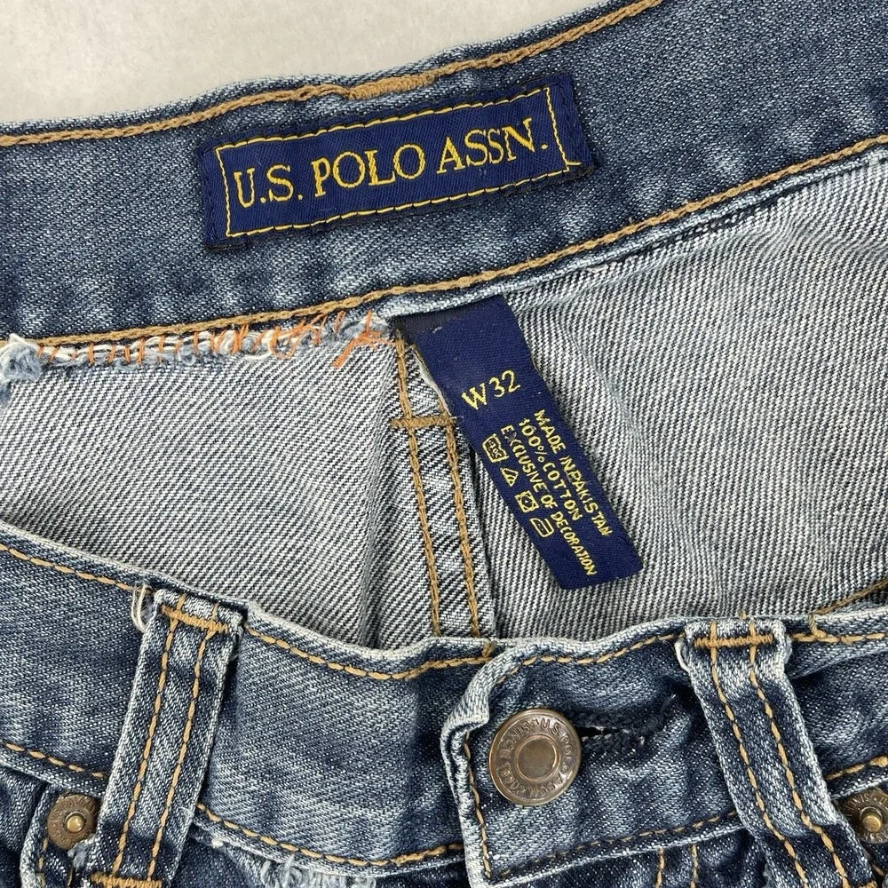 U.S. Polo Assn. Jorts Mens 32 Blue Denim Carpenter Baggy Skater Grunge Y2K